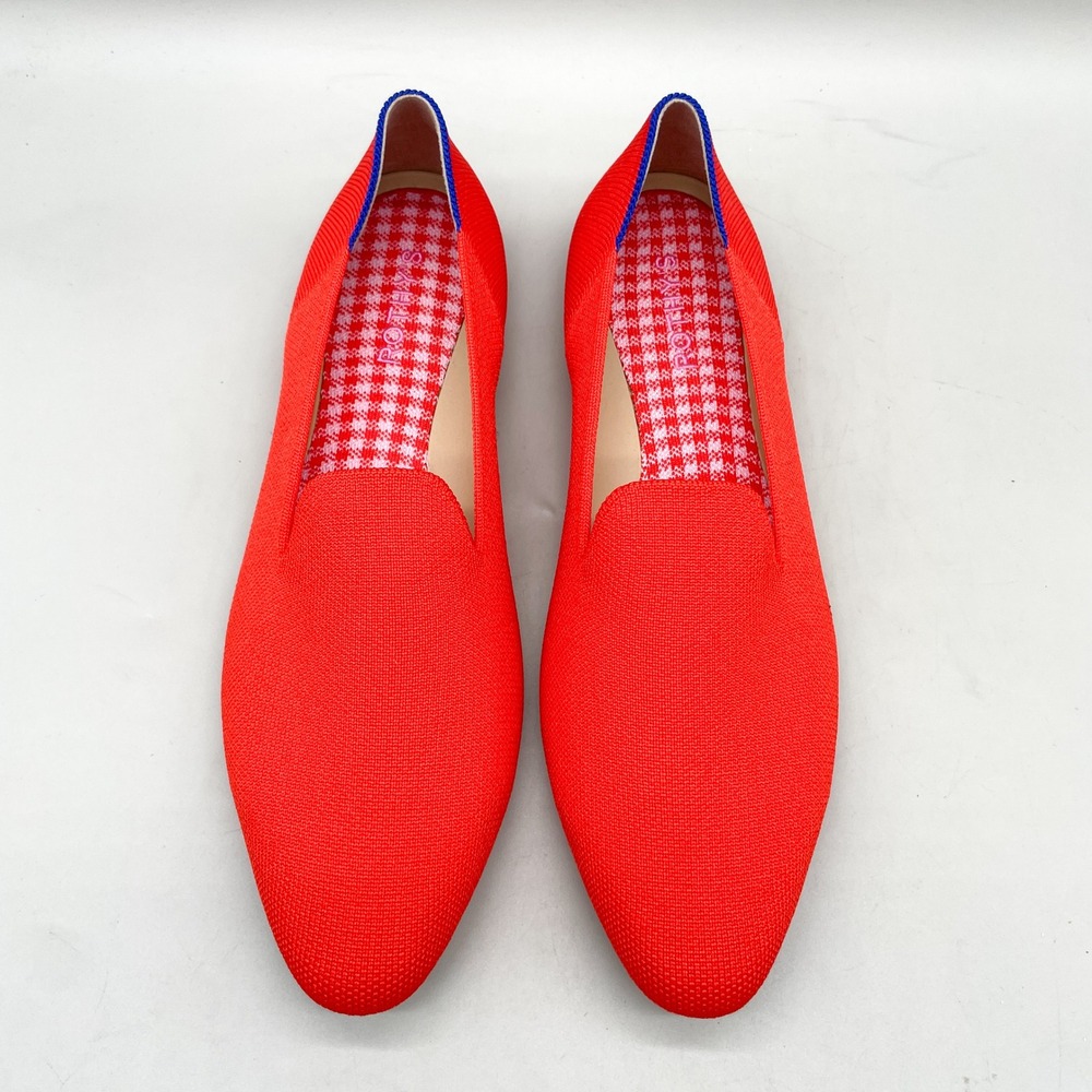 Rothys Womens 11.5 The Almond Loafer Knit Flats Red Gingham Casual Preppy Office